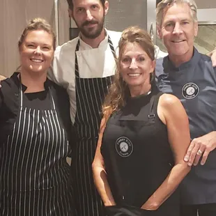 From left to right.  Chef Bridgette, Chef Justin, Pamela and Chef Ron.