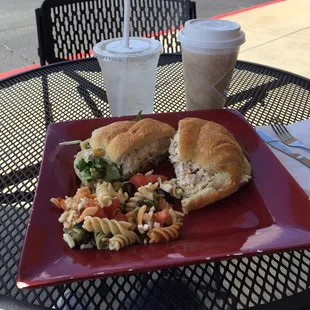 Chicken salad with pasta salad