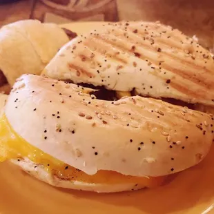 Stecca pup with an everything bagel breakfast sandwich... Very satisfying
