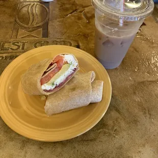 Build your own sandwich and iced latte