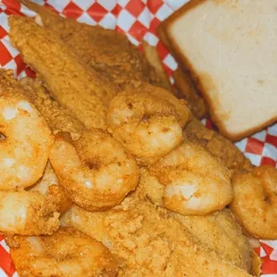 Whiting and shrimp plate