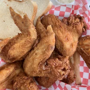 Wings and fries.