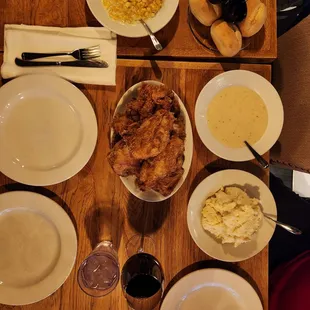 a table of food and wine
