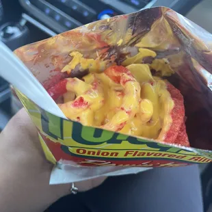 Flamin hot + nacho cheese + Chamoy