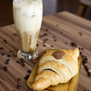 a croissant and coffee