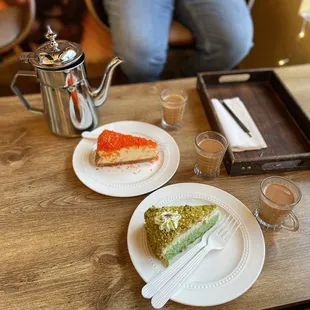 a slice of cake and a cup of coffee