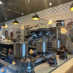 Pots to brew coffee and tea