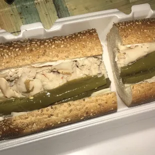 Turkey and cheese with long hots