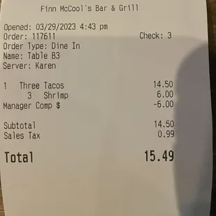 They corrected the error on my final check but it&apos;s shown as &quot;manager comp&quot;