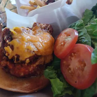 Spicy fried chicken sandwich