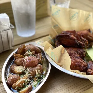 Wings and red potatoes