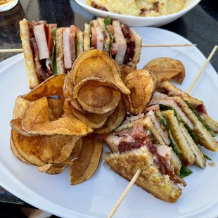Turkey club and house chips
