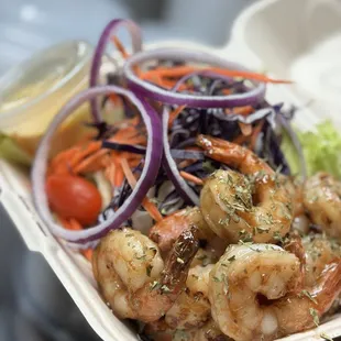 Grilled Shrimp Salad   with Honey Mustard