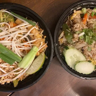 Veggie pad Thai and veggie fried rice