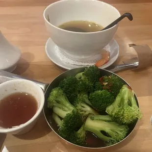 Tempura, soup and broccoli were all wonderful.