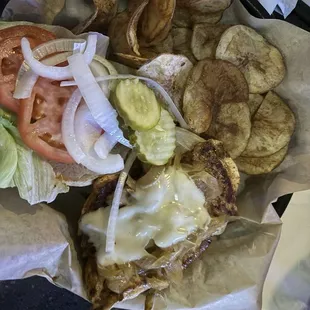 Grilled chicken mushrooms cheese homemade chips