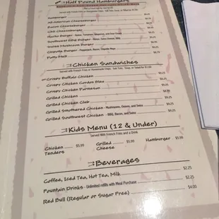 menu