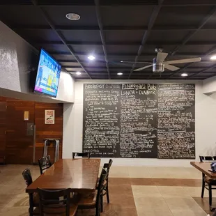a large chalkboard on the wall