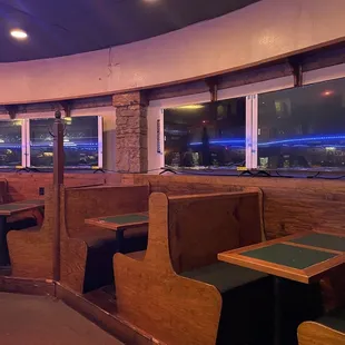 Booths and big screen tv's