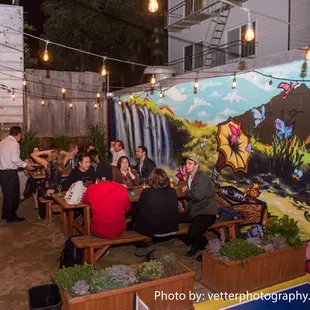Colorful Patio with a Ping Pong table you can't completely see Credit: Jim Vetter Photography