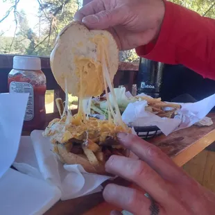 Frank's half pound cheeseburger and fries