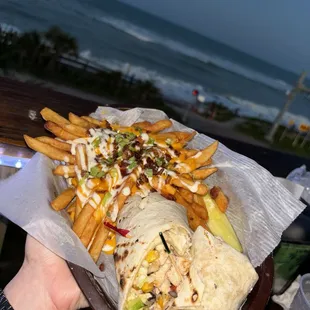 Baja Chicken Wrap with Loaded Fries