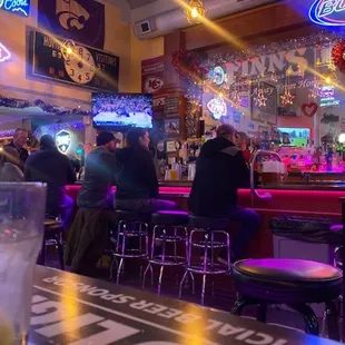 View of bar from side lounge area booths.