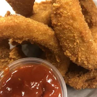 Finny Rings with a side of Finny Sauce
