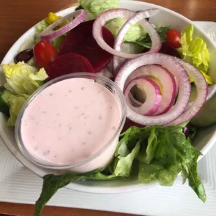 a salad with dressing