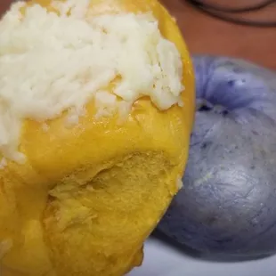 Asiago and a blueberry bagel