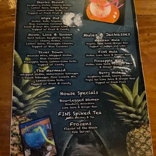 Specialty drinks and cocktails