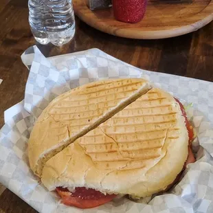 HUGE panini with 3 freshly cut meats