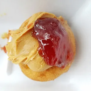 Peanut butter and jelly mini donut