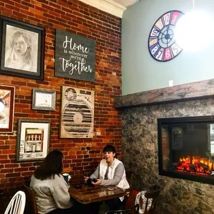 Table by the fireplace