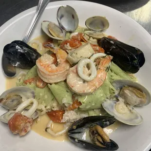 Seafood pappardelle special