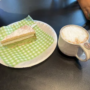 Pistachio Ricotta Cake and Cappuccino