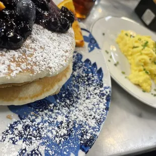 Blueberry pancakes were delicious! Soft scrambled eggs perfect