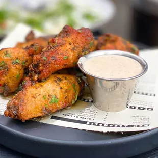 Herbed Chicken Wings w/ garlic, lemon, fiorella ranch | 6 pc - $15