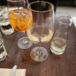 Riesling (middle) and Spritz cocktail (left)