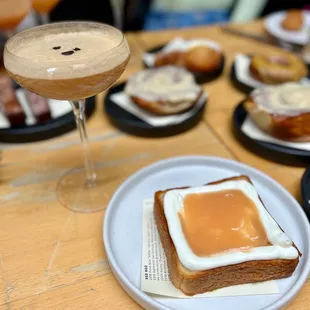 Espresso Martini. Ricotta Tartina - Fiorella Milk Bread, Guava Jam.
