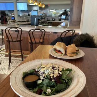 Beet salad, and Chicken Cutlet Sandwich (very yummy!)