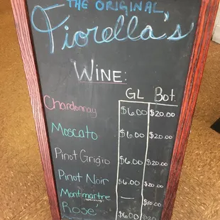 Wine menu