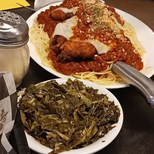 Chicken Parm with Turnip Greens