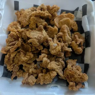 Chicken skins!
