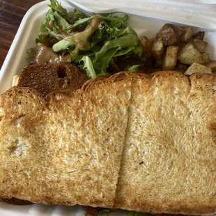 BLT with seitan on focaccia