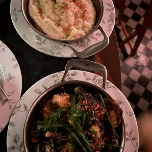 Brussel sprouts and mashed potatoes