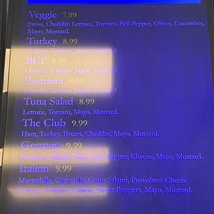 menu