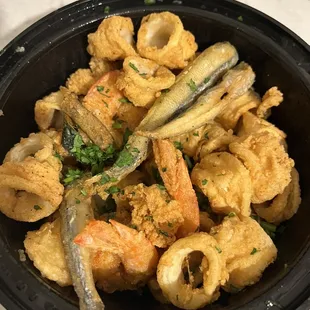 Fisherman Fritto Misto - not pictured the delicious tempura vegetables and sauce paired with this dish