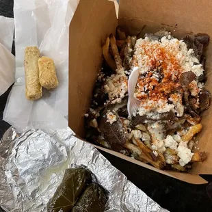 a box of fries and a box of rice
