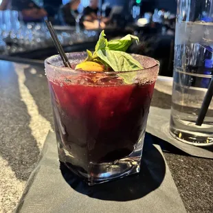 Blueberry basil margarita